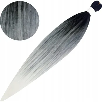 Syntetické vlasy na copánky dredy pre-streched low heat ČERNÁ ŠEDÁ BÍLÁ