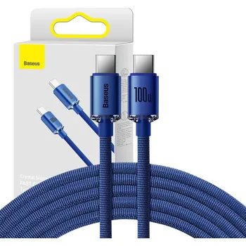 Datový kabel Baseus Crystal Shine kabel USB-C na USB-C, 100 W, 2 m (modrý)