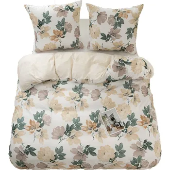 Povlečení Povlečení 140x200 cm bavlna saténová oboustranná GierekHoff 2cz béžové květy