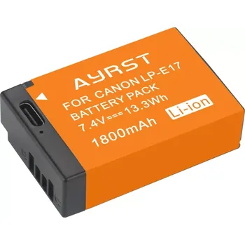 Akumulátor LP-E17, USB-C pro Canon 1800mAh (baterie pro fotoaparáty Canon 750D, 200D, RP, M5 a další, s možností nabíjení pomocí konektoru USB-C)