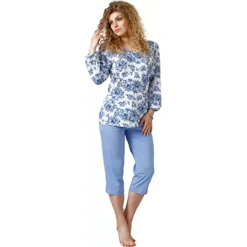 Pánské pyžamo DÁMSKÉ PYŽAMO GRACE 1114 bílá/modrá M