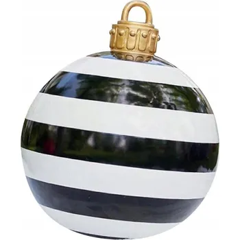 Vánoční dekorace Obrovská vánoční koule 60 cm nafukovací XXL (bílo-černé proužky)