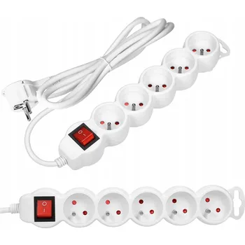Napájecí kabel Prodlužovací Kabel přívod Virone 1,5 m 5 ks zásuvek bílý