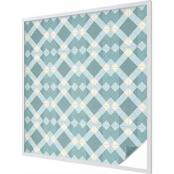 Okenní dekorace Samolepicí Mléčná fólie na okno s modrými ornamenty 100x100 cm