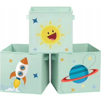 Úložný box BOX NA HRAČKY 3X DĚTSKÉ KRABICE 30x30 CM ORGANIZÉRY SKLÁDACÍ VZORY