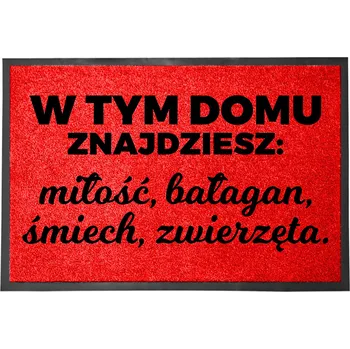 Rohožka VCHODOVÁ ROHOŽKA ČERVENÁ 40X60CM KE DVEŘÍM S HUMOREM | LÁSKA