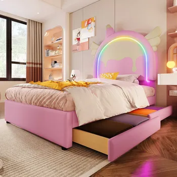 Postel Jednolůžková dřevěná postel Arhatreya 90x200 růžová