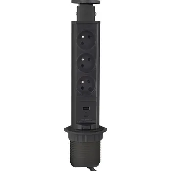 Elektrická zásuvka Zásuvka LIFT BOX 1x USB-A/1xUSB-C/3 x 230 V AC (16 A) černá