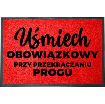 Rohožka Vstupní rohožka červená 40x60 cm - Usměj se, prosím!
