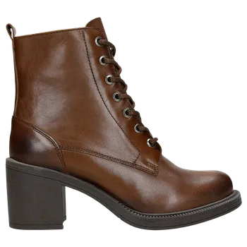 Dámské polobotky Tmavě Hnědé Dámské Kožené Kotníkové Boty Na Podpatku Wojas 6414052 38