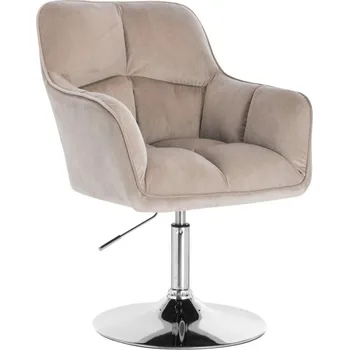 Barová židle LuxuryForm DESIGN Křeslo AMALFI VELUR na stříbrném talíři - latte