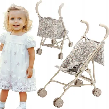 Kočárek pro panenku Kočárek pro panenky skládací lehký stabilní květinový WOOPIE