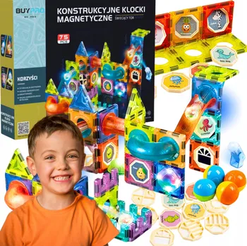 ostatní stavebnice Stavebnice magnetické konstrukční, vzdělávací, kreativní, svítící TOR 75 dílků