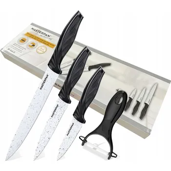 Kuchyňský nůž Sada Kuchyňských Nožů Černé v Krabičce 4 ks + Škrabka OSTŘE