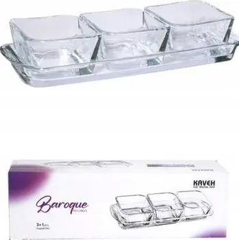 Sada 3 misek na dipy na skleněném podnosu