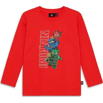 Chlapecké tričko Dětské bavlněné tričko s dlouhým rukávem Lego LWTAFFY 622 červená barva, s potiskem, 11011248 33X, vel. 152