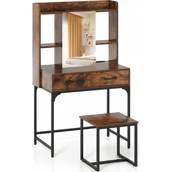 Toaletní stolek Toaletní Stolek Costway, odstíny hnědé 50 x 138 x 80 cm