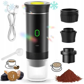 Kávovar PŘENOSNÝ KÁVOVAR NA KAPSLE CESTOVNÍ AKUMULÁTOR USB DO AUTA