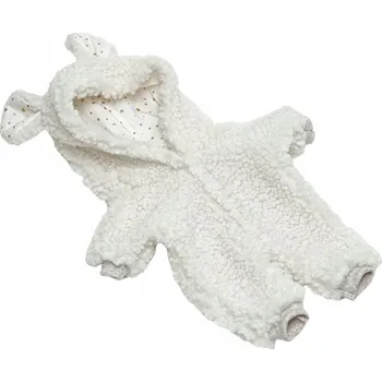 Doplněk pro panenku Zimní kombinéza pro panenku Miniland 38 cm, Minikane 34 cm, z umělé kožešiny Ecru