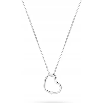Náhrdelník STŘÍBRNÝ NÁHRDELNÍK Řetízek Dámský ryzost 925 Srdce Srdíčko se Zirkonem