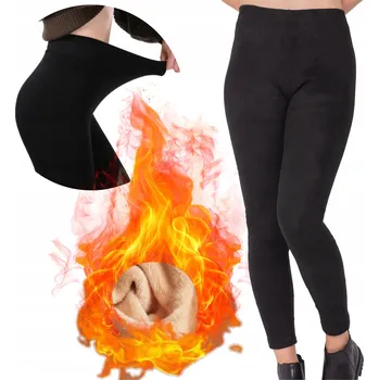 Dámské legíny Zateplené legíny s kožíškem, Velurové legíny s vysokým pasem, Polar Legíny 3XL/4XL