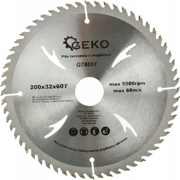 Pilový kotouč Pilový kotouč na dřevo 200x32x60T, otvory Geko