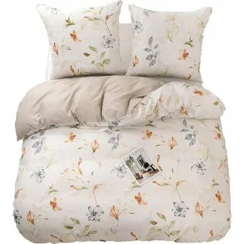 Povlečení Povlečení 160x200cm bavlna satén oboustranný GierekHoff 3 Č. béžová květiny