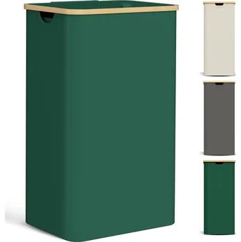 Koš na prádlo YOUDENOVA Koš na prádlo 85L s víkem, zelený bambus