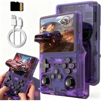 Herní konzole RETRO HERNÍ KONZOLE 3.5 PALCE IPS 256G RK3326 FIALOVÁ DÁREK