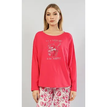 Dámské noční prádlo Pyžamo pro ženy dlouhé Good day Vienetta Secret, červená XL i232_8961_55455957:červená XL