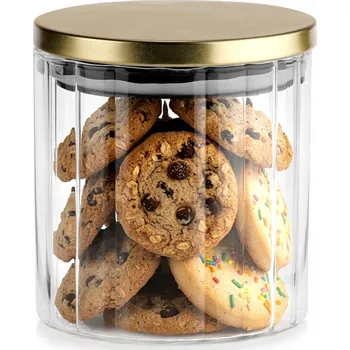 Dóza na potraviny SKLENĚNÁ ZAVAŘOVACÍ SKLENICE PRO UCHOVÁVÁNÍ POTRAVIN ZLATÉ VÍKO 10X11 CM