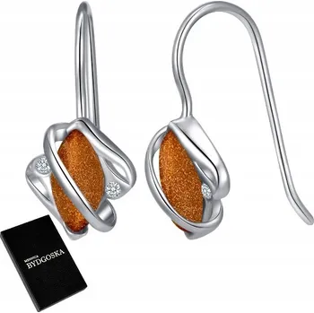 Náušnice POSTŘÍBŘENÉ NÁUŠNICE S PÍSKEM POUŠTĚ, ZÁVĚSNÉ STŘÍBRO 925 PRO ŽENY