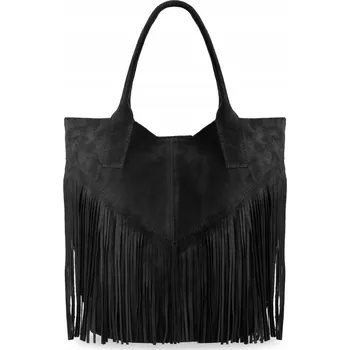 Kabelka Vera Pelle shopper kabelka z pravé přírodní semišové kůže, černá