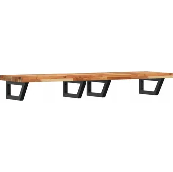 Koupelnový nábytek Deska pod umyvadlo nástěnná ocel a masivní akáciové dřevo