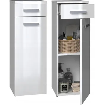Komoda Koupelnový sloupek Nel 30x30x85 cm - šuplík - bílý lesk