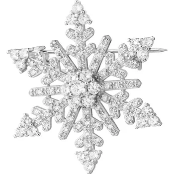 Brož stříbrná brož se zirkony - sněhová vločka - AP536-2271 Stříbrná
