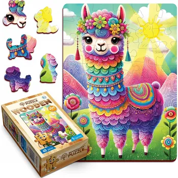 Puzzle Puzzle Dřevěné puzzle 40 dílků Duhová Fiesta Beránek pro děti Wooden.City Skládačka