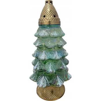 Svíčka Skleněný hřbitovní svíčka s se třpytkami – vánoční hřbitovní svíčka 36 cm