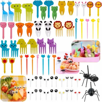 Příbor Mini vidlička na ovoce, Zeleniny Párátka Jednohubky a zvířata 64 ks