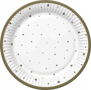 Talíř Talířky Papírové talíře ZLATÉ TEČKY 22,7 cm