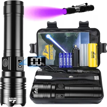 Svítilna Výkonná LED svítilna 30000 USB Taktická Vojenská Dárek Powerbank LCD UV BST