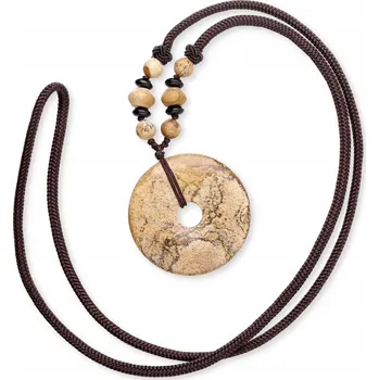 Přívěsek Náhrdelník kolečko JASPIS OBRAZOVÝ na šňůrce přírodní kámen přívěsek