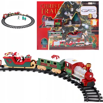 Vláček a vláčkodráha Vánoční vláček pro děti zvuk světlo koleje vagóny 283 cm