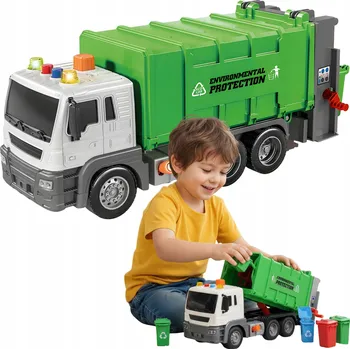 autíčko Popelářské auto oranžové interaktivní se zvukem a světlem 1:16