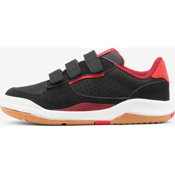 Dětská běžecká obuv DECATHLON Dětské kožené sportovní boty na suchý zip Playventure City 28 ČERNÁ|ČERVENÁ