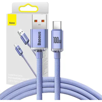 Datový kabel Baseus Crystal Shine kabel USB na USB-C, 5A, 1,2 m (fialový)