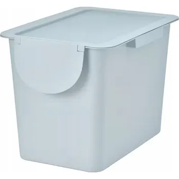 Odpadkový koš IKEA TRÖSKNING Plastový koš s víkem, světle šedomodrá, 25 l