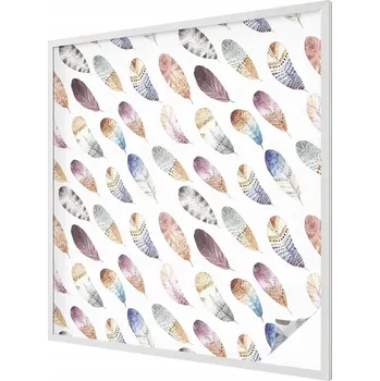 Okenní dekorace Samolepka Fólie na Okno Mléčná Ozdobná Vitrážová Vitráž Pírka boho 100x100