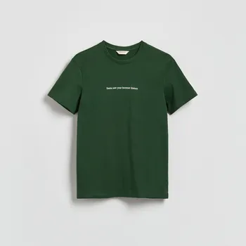 Reserved - Tričko regular s vánočním nápisem - tmavě zelená - 091JX-79X - 091JX-79X-M