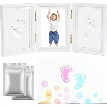 Rám na obraz SET Rámeček na fotografii s jílem Otisk rukojeti chodidla Dárek Baby Shower
